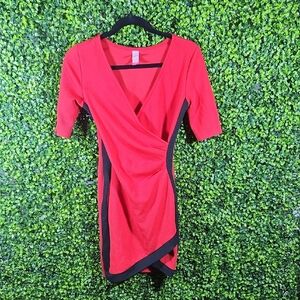 Red and Black Wrap Dress Size Small 3-5